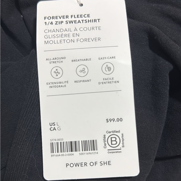 Athleta Forever Fleece 1/4 Zip Sweatshirt // Black - Picture 11 of 13